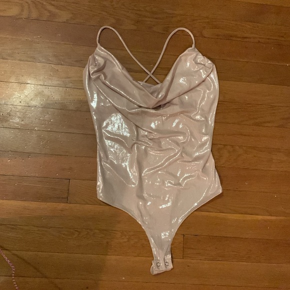 AKIRA Tops - AKIRA light pink shimmery bodysuit